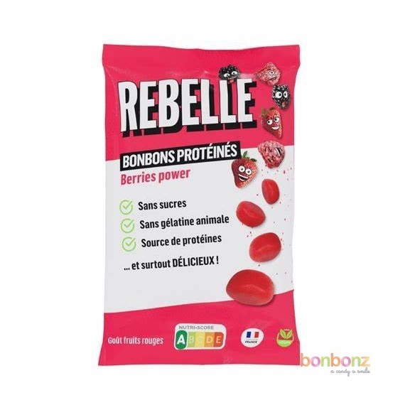 Bonbons protéiné aux fruits rouges - sans sucre - 50 gr - bonbons Rebelle